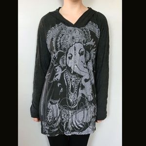 Thai Ganesh Tunic Hoodie Dress | Size XL